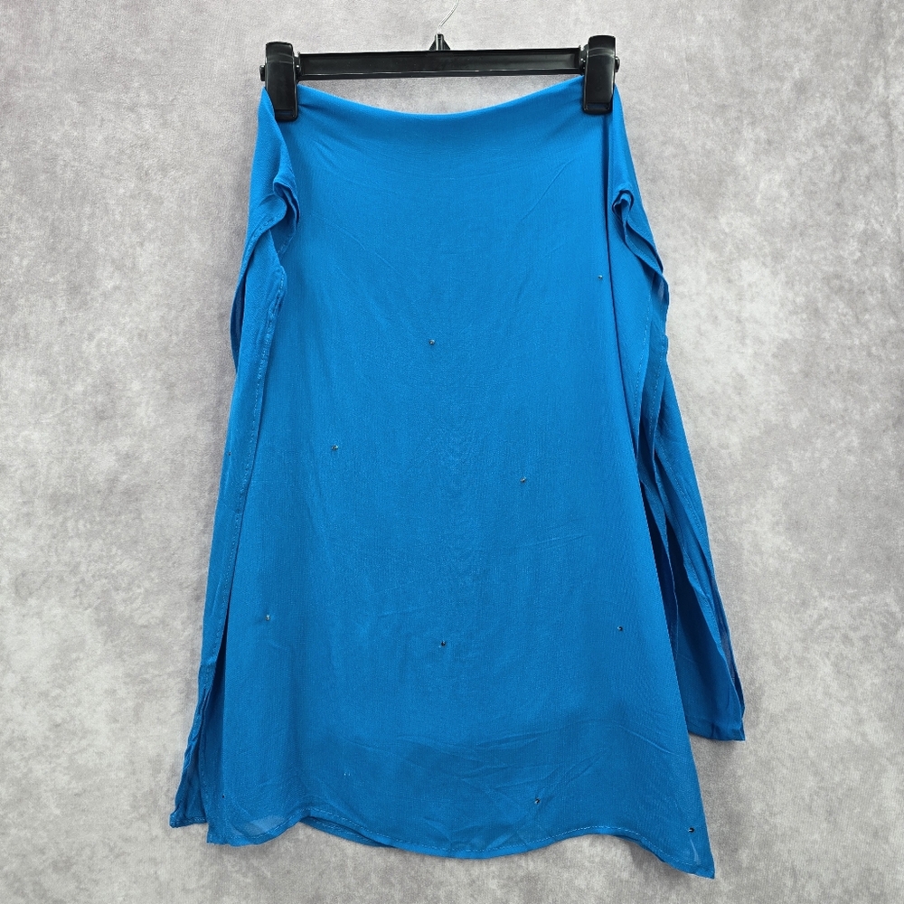 Blue Rectangle Sequin Long Indian Dupatta Shawl Scarves Wrap Scarf 86x19